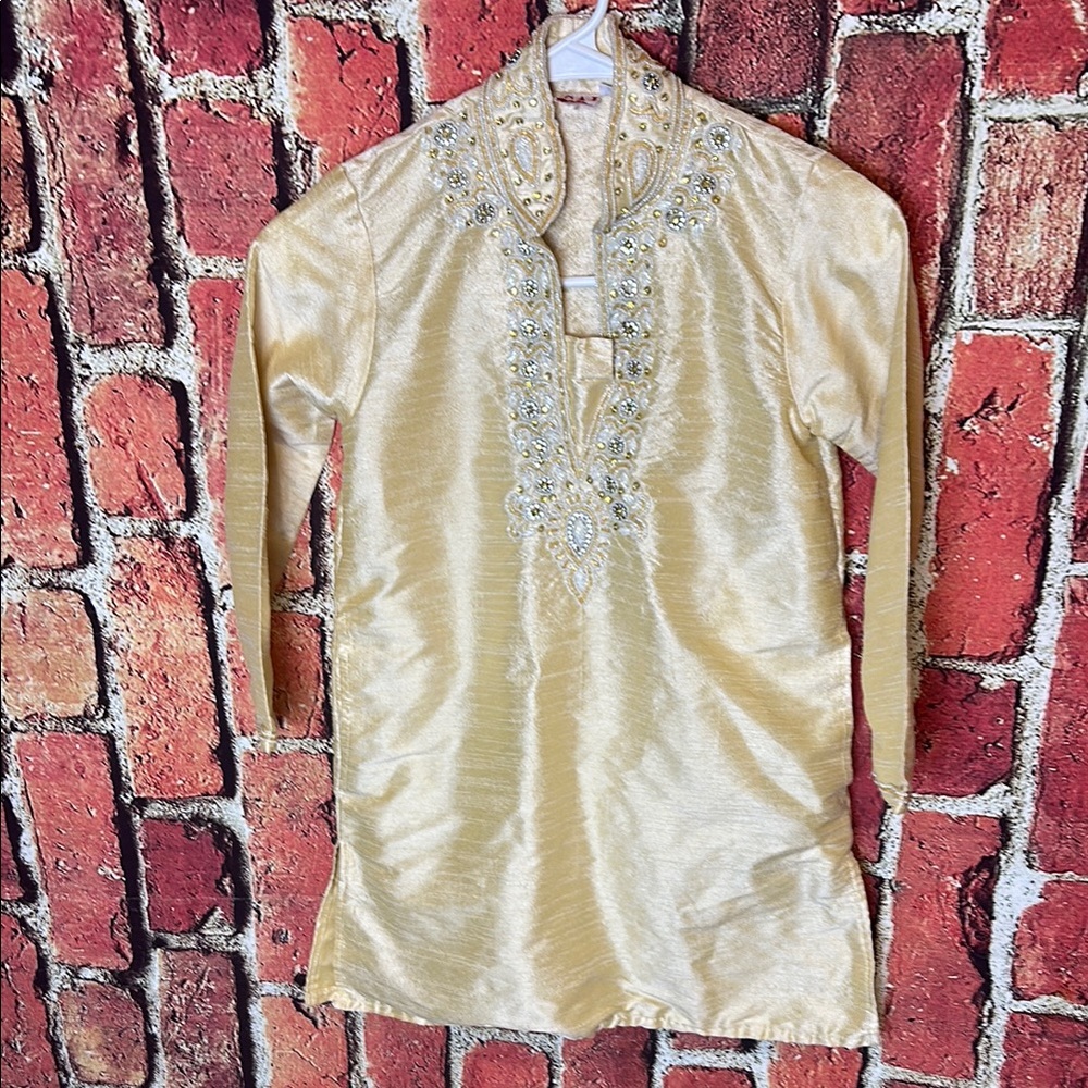 SAI  Beaded Traditional Tunic Size kids 6 Elegant Gold Embroidered Tunic